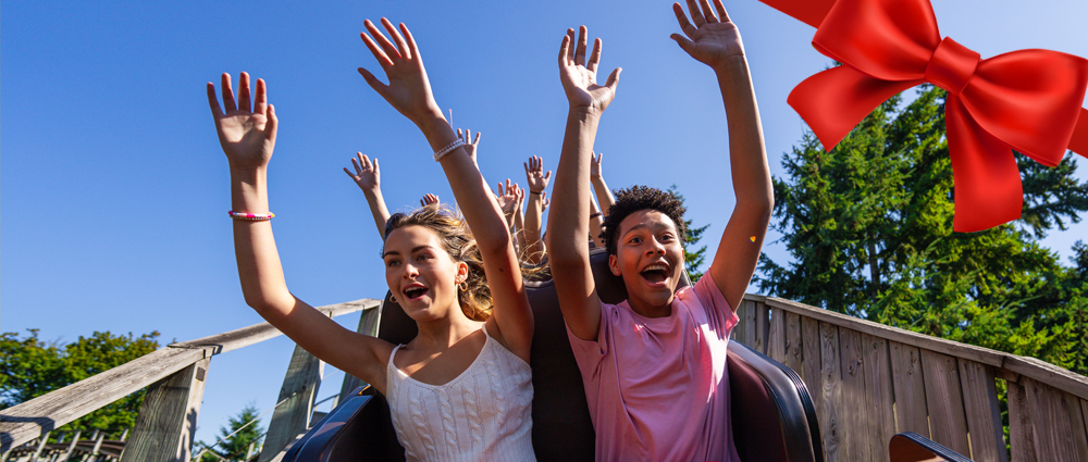 Couple screaming on a roller coaster